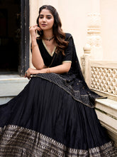 Black Color Plain With Zari Weaving Work Chanderi Lehenga Choli