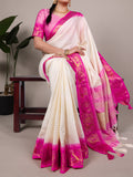 Pink poly cotton chex saree