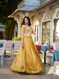 Mustard Color Plain Goldie Haldi Rasam Lehenga Choli