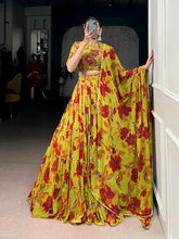 olive yellow floral lehenga choli