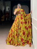 olive yellow floral lehenga choli