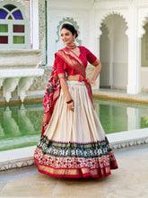 Foil work Tasar silk festive lehenga