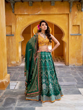 green beads work lehenga with gotta patti