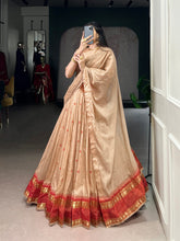 Cream Chanderi Lehenga Choli with Zari Border