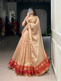 Cream Chanderi Lehenga Choli with Zari Border