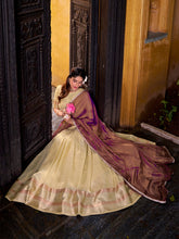 Yellow wedding wear lehenga with shimmer dupatta