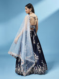 Traditional Indian Navy Blue Georgette Sequins Lehenga For Bridesmaid