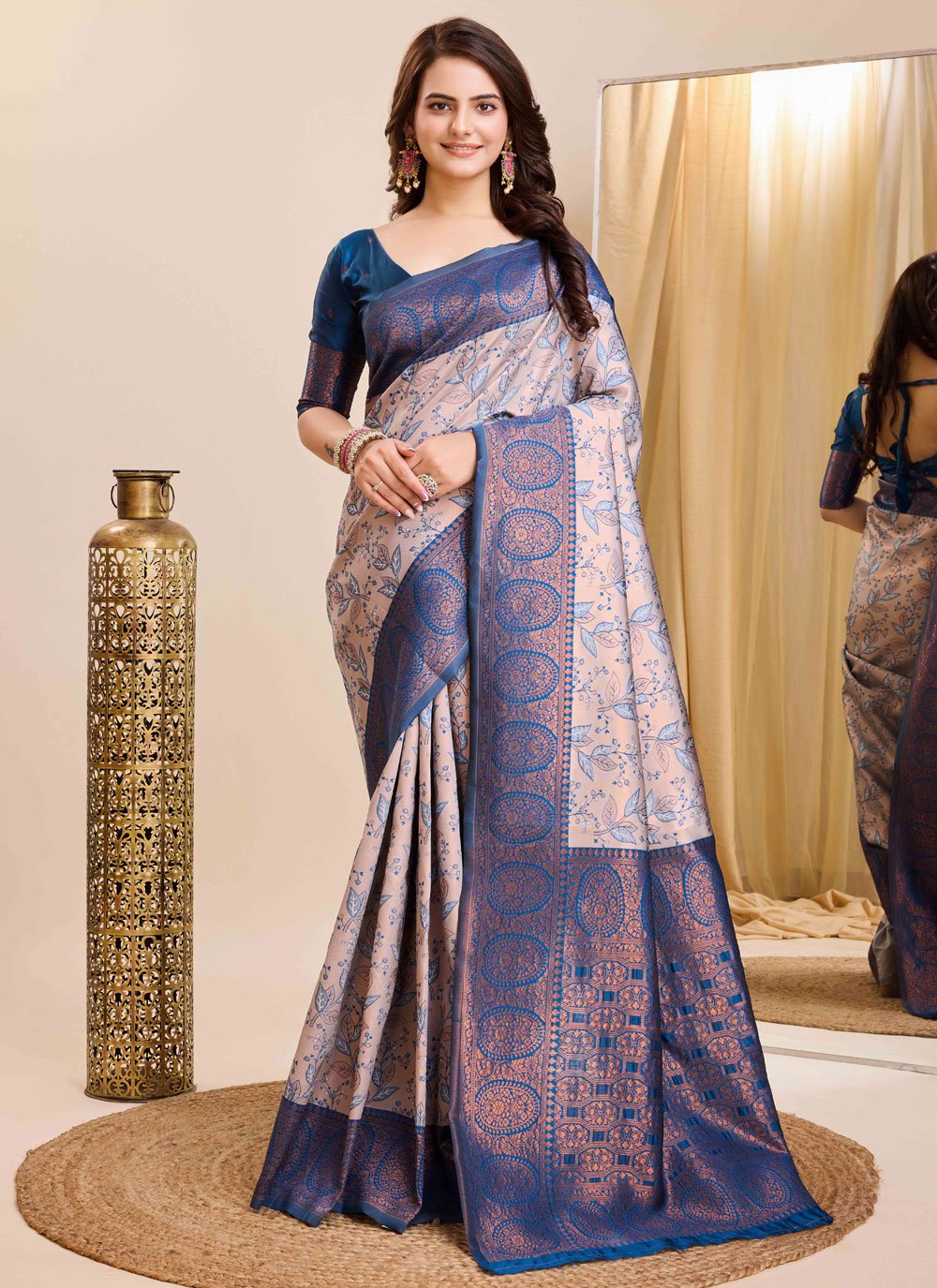 Traditional Indian Rapier Jaquard Work Kanjeevaram Silk Saree