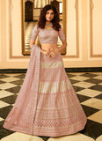 Traditional Mauve Pink Organza Lehenga with Gota Embroidery