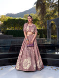 Cream Tussar silk floral print lehenga choli