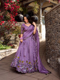 Lavender Color Sequins And Thread Embroidery Work Vichitra Shimmer Lehenga Choli