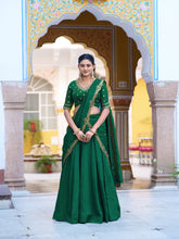 Plain With Sequince And thread Embroidery Lehenga