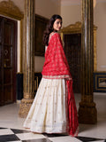 Off White Color Sequins And Thread Embroidery Work Vichitra Silk Lehenga Choli
