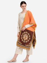 Trending Peach Embroidered Panel Khadi Festive Dupatta