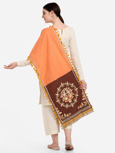 Trending Peach Embroidered Panel Khadi Festive Dupatta