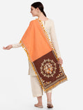 Trending Peach Embroidered Panel Khadi Festive Dupatta