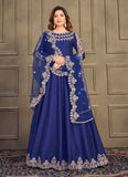 Trendy Art Silk Zari Embroidered Anarkali Suit For Eid In Blue