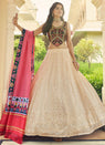 Trendy Beige Sequins Embroidered A Line Lehenga In Georgette