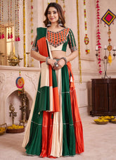Trendy multi color mirror work Navratri chaniya choli in viscose cotton