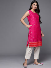 Trendy Pink Chanderi Tunic with Prints for Women