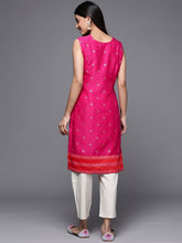 Trendy Pink Chanderi Tunic with Prints for Women