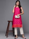 Trendy Pink Chanderi Tunic with Prints for Women