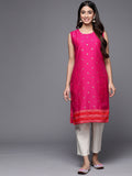 Trendy Pink Chanderi Tunic with Prints for Women
