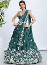 Trendy Poly Georgette Sequins And Thread Embroidery Lehenga