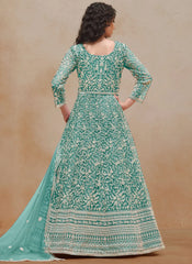 Turquoise Designer Anarkali Suit for Women