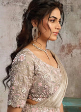 Tussar Ready-To-Wear Saree in Armani Satin Silk