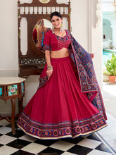 Pink gamthi print tasar silk lehenga choli
