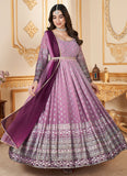 Two Tone Faux Georgette Foil Work Traditional Wear Dress