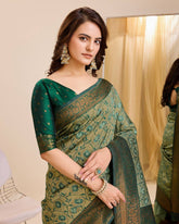 Unique Green Soft Kanjivaram Silk Indian Saree