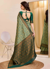 Unique Green Soft Kanjivaram Silk Indian Saree