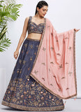 Violet Chiffon Sangeet Special Lehenga with Sequins Embroidery