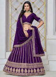 Violet Art Silk Lehenga for Wedding Functions
