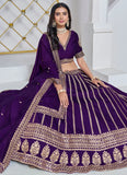 Violet Indian Wedding Lehenga with Embroidery