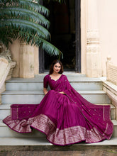 Wine Color Plain With Zari Weaving Work Chanderi Lehenga Choli