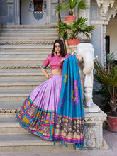 Kalamkari print lavender lehenga choli with foil work