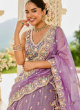 Best Wedding Purple Satin Silk Bridesmaid Lehenga