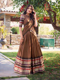 Brown Color Plain With Zari Weaving Work Chanderi Silk Lehenga Choli