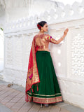 Green Color Plain With Paithani Lace Border Vichitra Silk Lehenga Choli