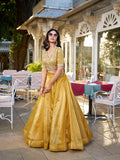 Mustard Color Plain Goldie Haldi Rasam Lehenga Choli