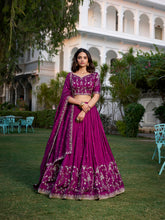 Wine Color Sequins And Thread Embroidery Work Vichitra Silk Lehenga Choli