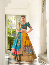 Yellow lehenga with weaving border
