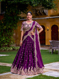 Purple Wedding Lehenga Choli with Thread Work