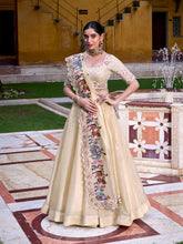 Cream Raspberry Lehenga with Sequins Embroidery