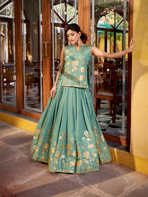 sky blue sangeet lehenga choli