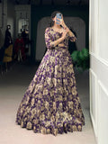 Tasar silk floral print lehenga for weddings