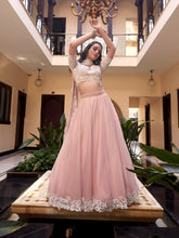Pastel Pink Color Pearl Coding And Sequins Embroidery Work Weone Silk Lehenga Choli